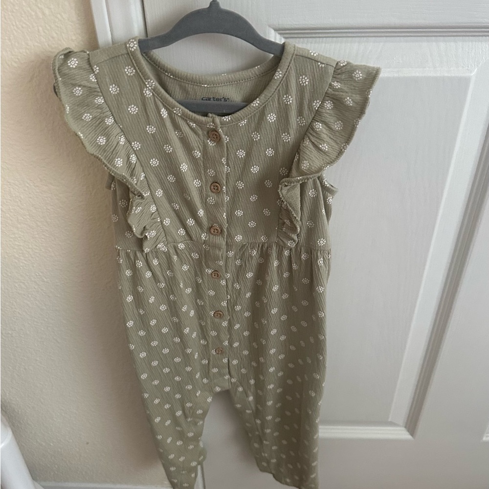 Carter's Sage Green Baby Jumpsuit with Floral Print
